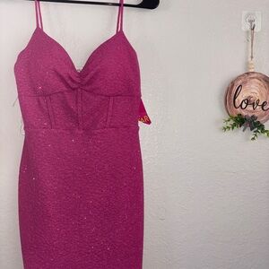 Lovely Day Strapless Fuchsia Dress